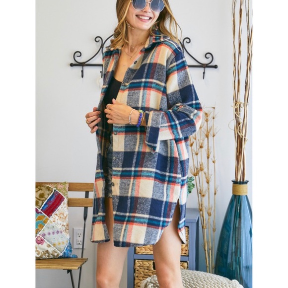 Long Flannel Plaid Shirt - Picture 6 of 7